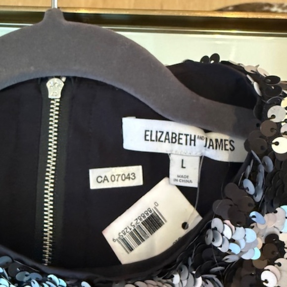 NWT Elizabeth & James Sparkly Silver & Black Cam Sequin Dress - Size L - Picture 6 of 7